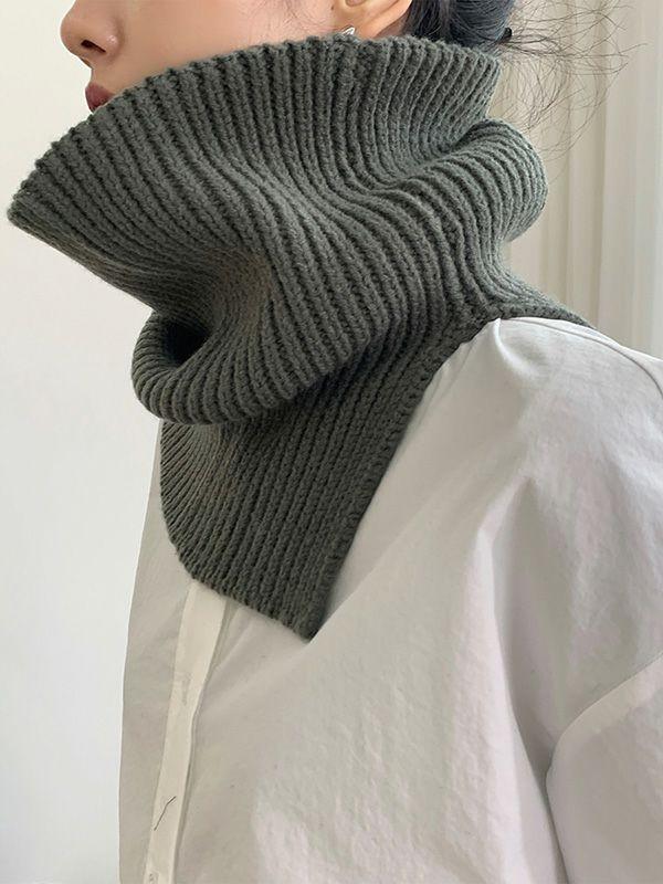 Womens 3 Colors Simple High-Neck Asymmetric Knitted Scarf | Accessories Accessories Accessories