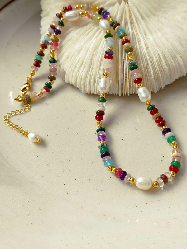 Womens Beaded Contrast Color Dainty Necklace Necklaces Accessories | Jewelry Accessories&Shoes Jewelry