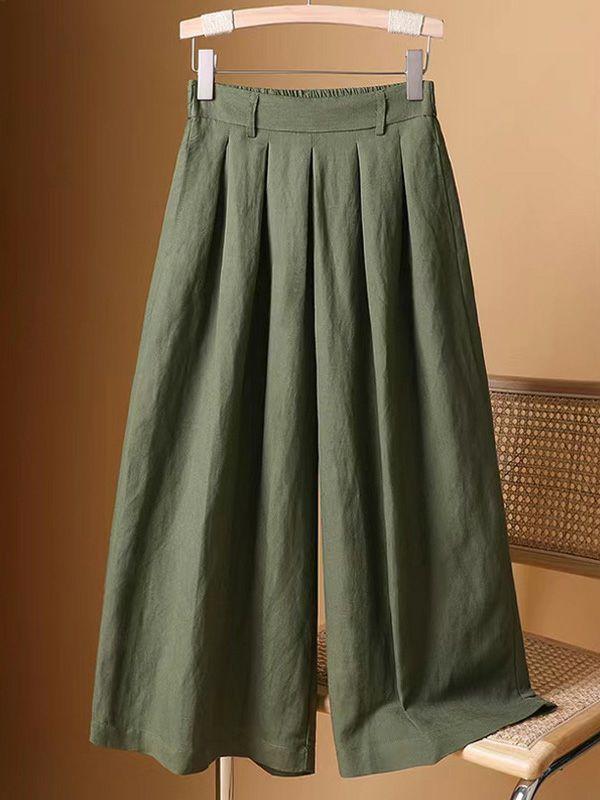 Womens Casual Wide Leg Loose Solid Color Capri-Pants | Bottoms Bottoms Bottoms