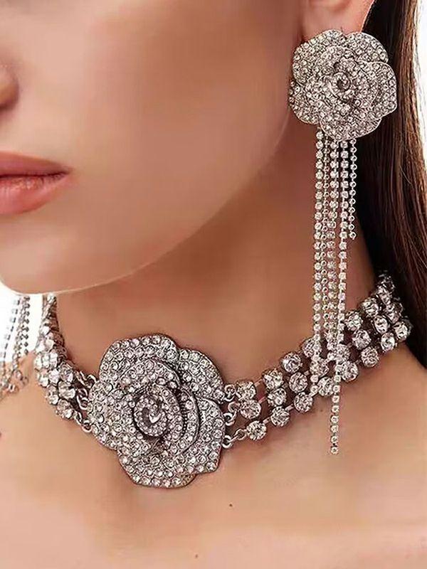 Womens Chains Flower Shape Rhine Stones Necklaces Accessories | Jewelry Accessories&Shoes Jewelry