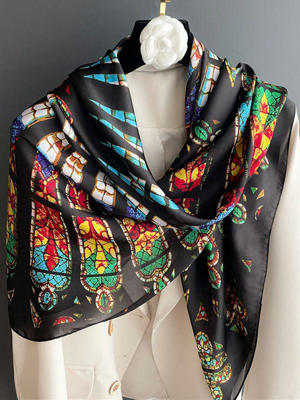 Womens Contrast Color Printed Sun Protection Shawl&Scarf | Accessories Accessories Accessories