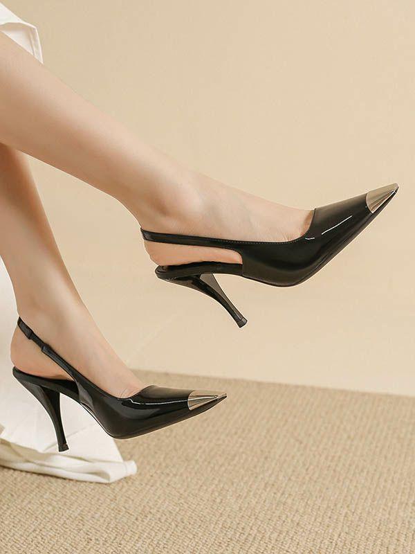 Womens Contrast Color Split-Joint Square-Toe Pumps Sling Shoes | Shoes Accessories&Shoes Shoes