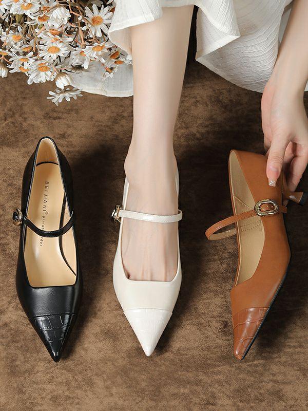 Womens Lace-Up Pointed-Toe Shallow Cut Split-Joint Pumps | Shoes Accessories&Shoes Shoes