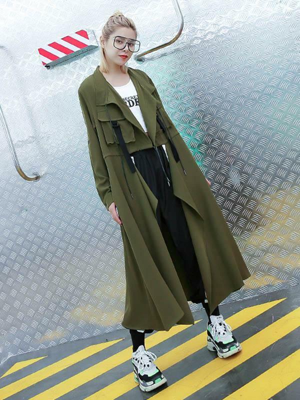 Womens Light Loose Solid Trench Coat | Tops Clothing Tops