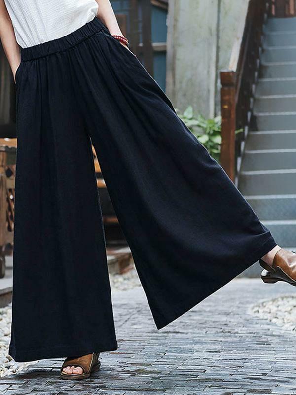 Womens Loose Wide-leg Linen Pants | Bottoms Bottoms Bottoms