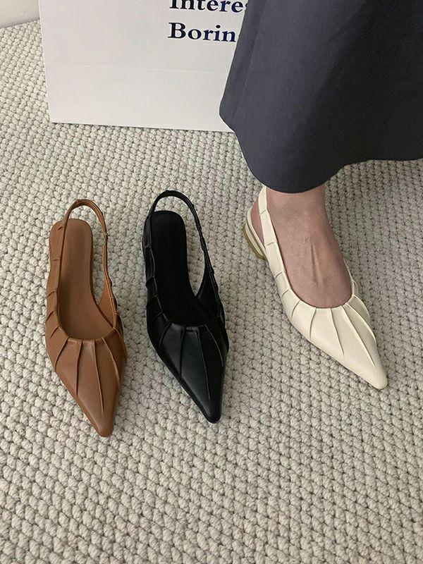 Womens Pleated Pointed-Toe Solid Color Split-Joint Sandals Sling Shoes | Shoes Accessories&Shoes Shoes