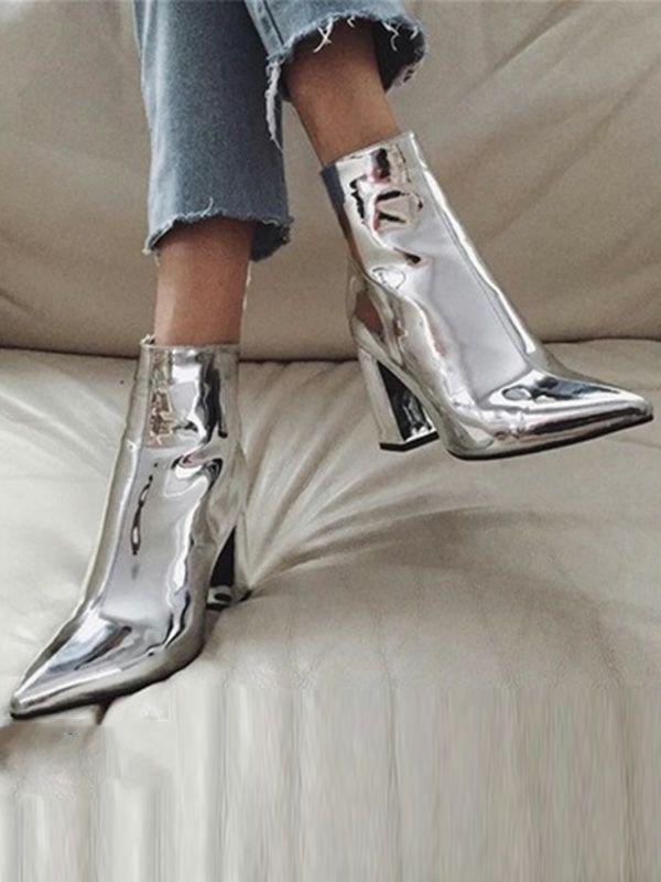 Womens Pointed-Toe Shiny Split-Joint Boots Pumps | Shoes Accessories&Shoes Shoes