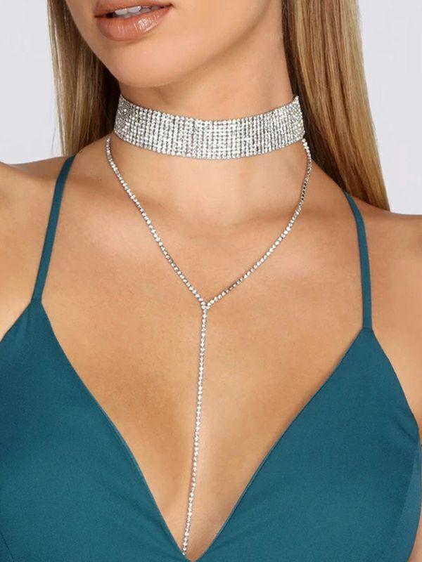 Womens Rhinestone Tasseled Body Chain Accessories Necklaces Accessories | Jewelry Accessories&Shoes Jewelry