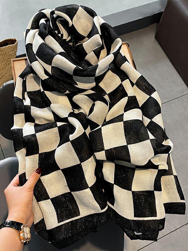 Womens Simple Fashion Contrast Color Plaid Printed Scarf | Accessories Accessories Accessories