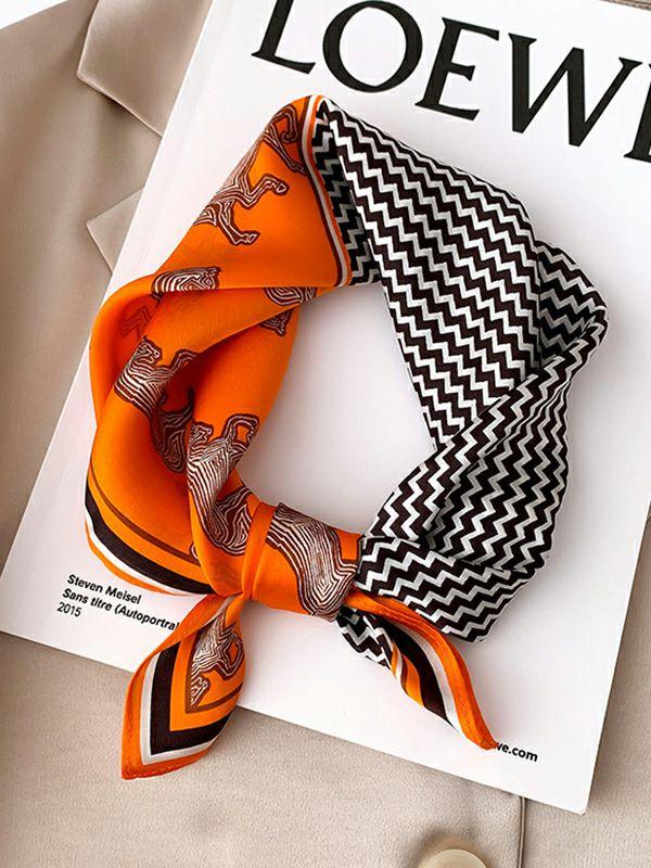 Womens Square Animal Printed Striped Scarf | Accessories Accessories Accessories