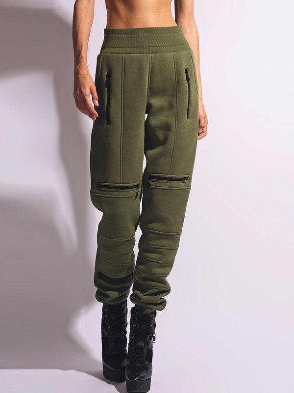 Womens Stylish High-Waisted Solid Color Zipper Casual Sports Pants | Bottoms Bottoms Bottoms