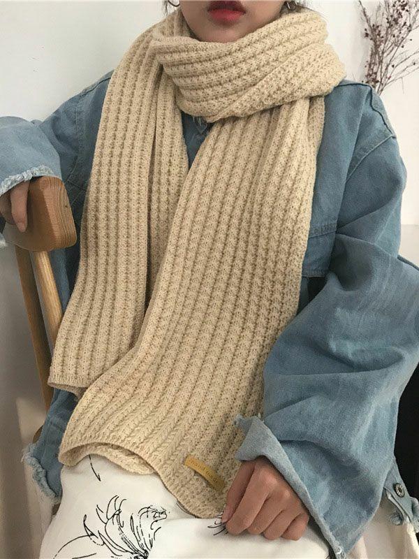 Womens Stylish Solid Color Simple Warm Knitted Scarf | Accessories Accessories Accessories