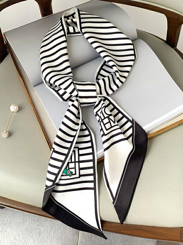 Womens Urban Contrast Color Striped Printed Silk Imitation Scarf | Accessories Accessories Accessories