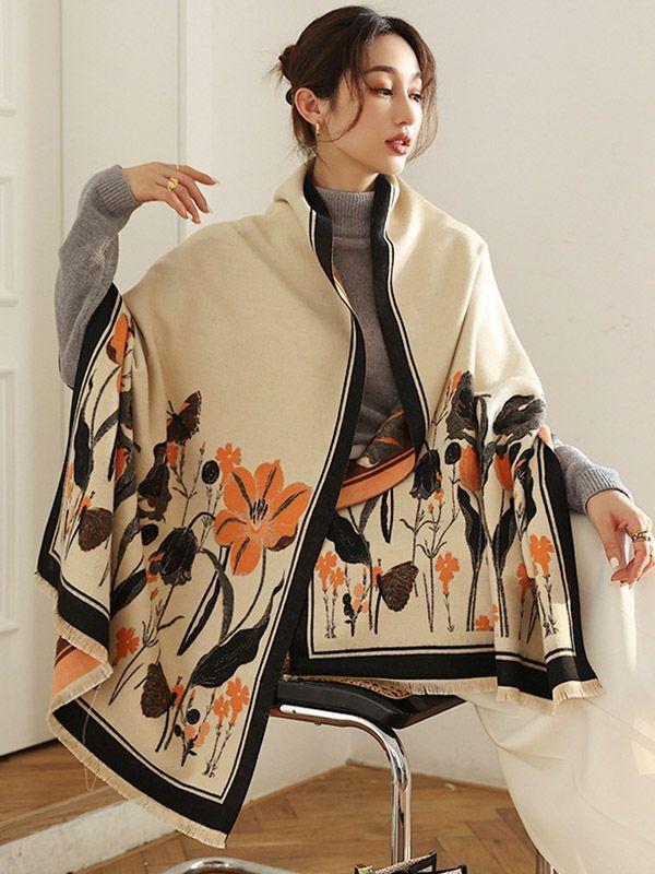 Womens Vintage Imitated Cashmere Floral Printed Shawl&Scarf | Accessories Accessories Accessories