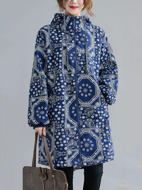 Womens Vintage Ramie Cotton Printing Outerwear&Coat | Tops Clothing Tops